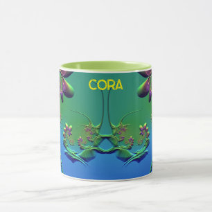 CORA ~ GLOSSY 3D Zany Blue Green Purple Mug