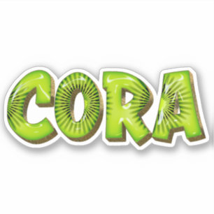 Cora Name Kiwi Design Sticker
