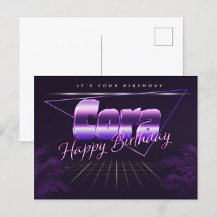 Cora Name Vorname lila Postkarte Geburtstag Postcard