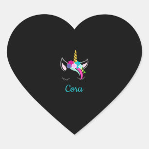 Cora Rainbow Unicorn Name T-Shirt Heart Sticker