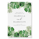 CORA Tropical Beach Palm Leaf Wedding Welcome Sign