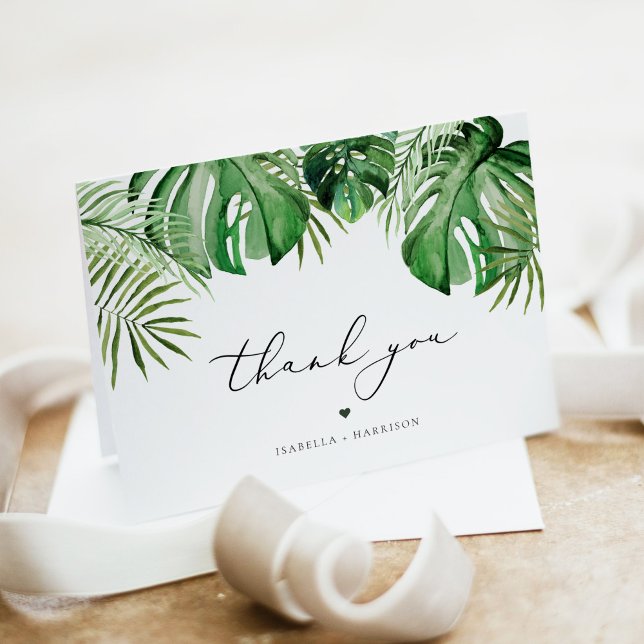 CORA Tropical Beach Palm Leaves Luau Themed Thank You Card (Creator Uploaded)