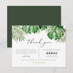 CORA Tropical Beach Palm Small Business Thank You Invitation