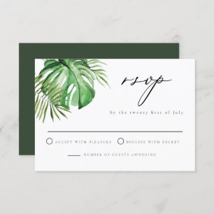 CORA Tropical Palm Leave Beach Themed Wedding RSVP Invitation
