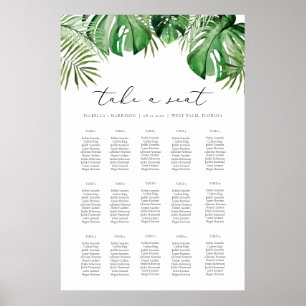 CORA Tropical Watercolor Palm Leaf Seating Chart