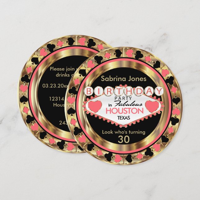 Coral 00th Birthday Party  - DIY City & State Invitation (Front/Back)