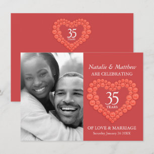 Coral 35th wedding Anniversary orange Invitation