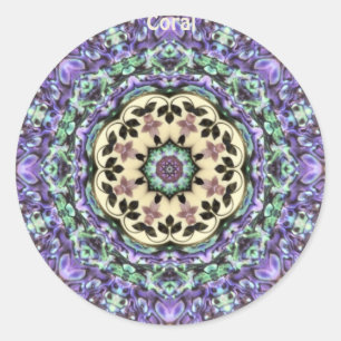 CORAL ~ ABALONE ~ Paua Shell Kaleidoscope Classic Round Sticker