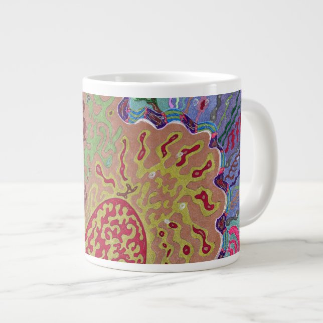 "Coral" Abstract Art Large Coffee Mug (Front Right)