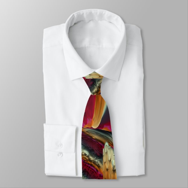 Coral Abstract Fractal Tie (Tied)