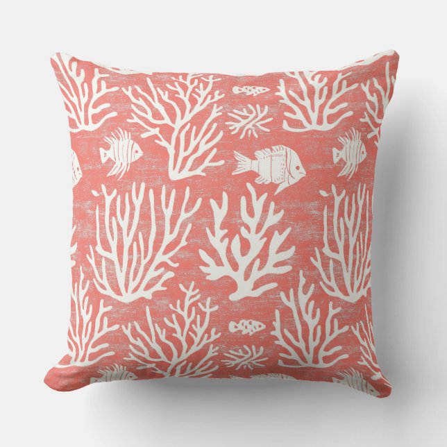 Coral Accent Pillow | Coastal Throw Pillows (Front)