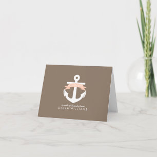 Coral Anchor Nautical Baby Shower Thank You Card