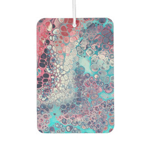 Coral and Aqua Acrylic Pour Colourful Abstract Car Air Freshener