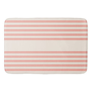 Coral and beige five stripe pattern bath mat