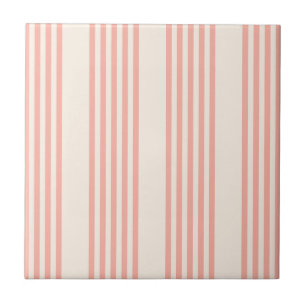 Coral and beige five stripe pattern ceramic tile