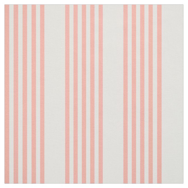 Coral and beige five stripe pattern fabric (Swatch)