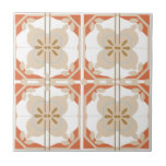 Coral and Beige Intricate Portuguese Style  Ceramic Tile<br><div class="desc">With an intricate coral and tan design these tiles make beautiful backsplashes or accent pieces. Perfect for farmhouse style or cottage cute homes.</div>