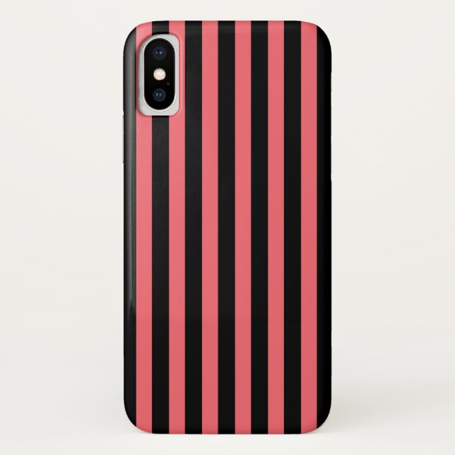 Coral and black candy stripes Case-Mate iPhone case (Back)
