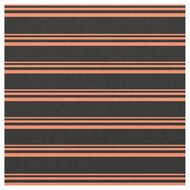 Coral and Black Coloured Pattern of Stripes Fabric (Close Up)
