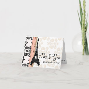 CORAL AND BLACK DAMASK EIFFEL TOWER THANK YOU