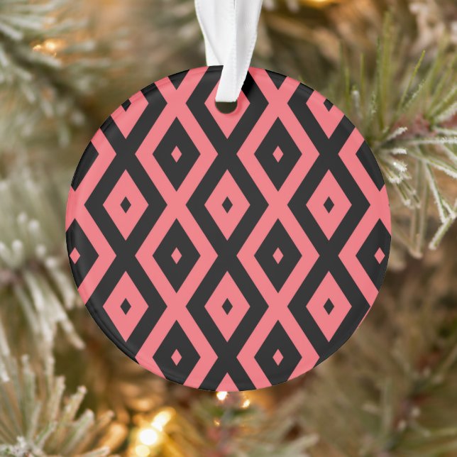 Coral and black diamond pattern ornament (Tree)