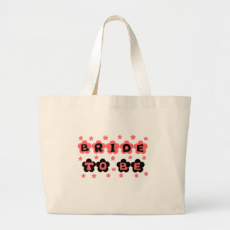 Coral and Black Flowers Bride to Be Large Tote Bag