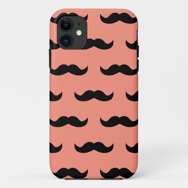 Coral And Black Moustache Pattern Case-Mate iPhone Case (Back)