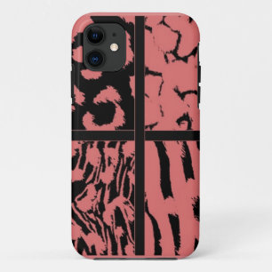 Coral and Black Wild Animal Patterns iPhone 11 Case