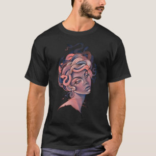 Coral and blue Medusa portrait Sticker T-Shirt
