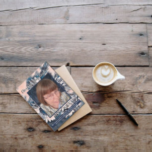 Coral and Blue Sunflower Art   Photo   Funeral Program