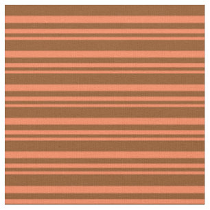 Coral and Brown Coloured Lines Pattern Fabric