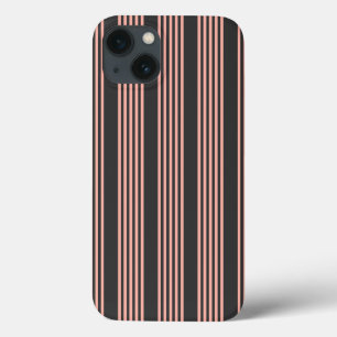 Coral and charcoal five stripe pattern iPhone 13 case