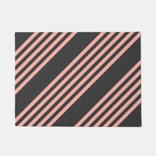 Coral and charcoal five stripe pattern doormat