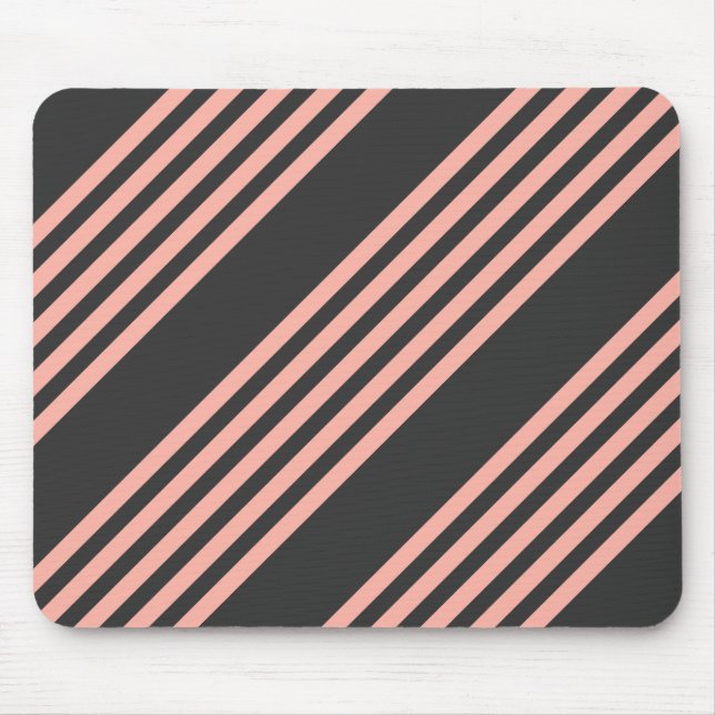 Coral and charcoal five stripe pattern mouse pad (Front)
