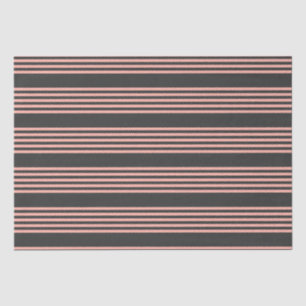 Coral and charcoal five stripe pattern tissue paper