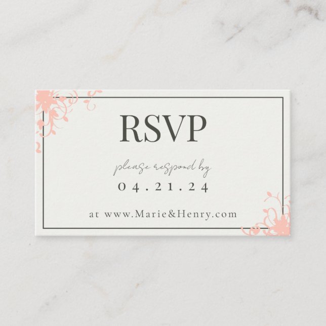 Coral and Cream RSVP Enclosure Card (Front)