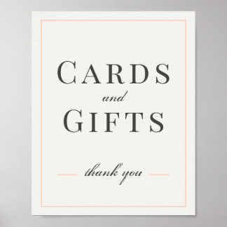 Coral and Cream Wedding Cards and Gifts Sign