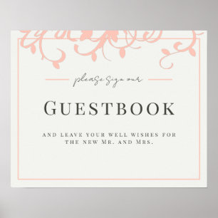 Coral and Cream Wedding Guestbook Sign