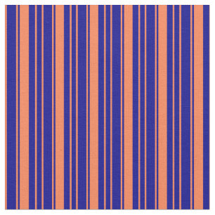 Coral and Dark Blue Coloured Pattern Fabric