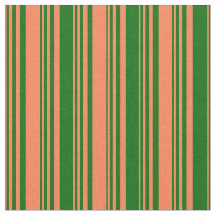 Coral and Dark Green Coloured Pattern Fabric