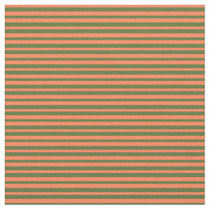Coral and Dark Olive Green Pattern Fabric