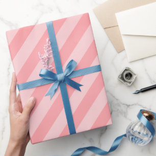Coral and Diagonal Stripes Wrapping Paper