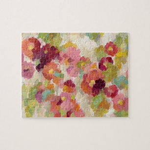 Coral and Emerald Garden Jigsaw Puzzle