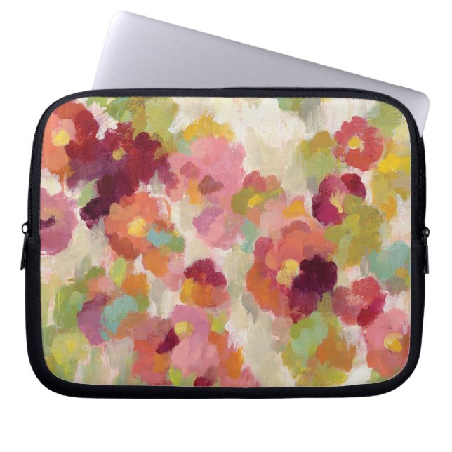 Coral and Emerald Garden Laptop Sleeve (Front)