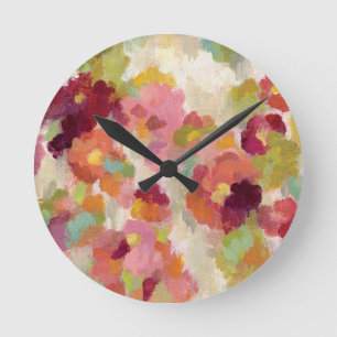 Coral and Emerald Garden Round Clock