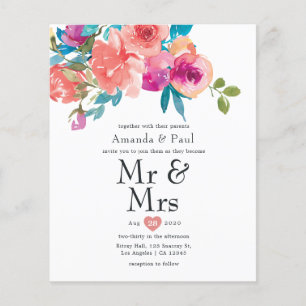 Coral and Fandango Floral Wedding Flyer