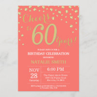 Coral and Gold 60th Birthday Diamond