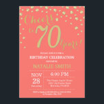 Coral and Gold 70th Birthday Diamond Invitation<br><div class="desc">70th Birthday Invitation with Coral and Gold Glitter Diamond Background. Gold Confetti. Adult Birthday. Male Men or Women Birthday. For further customisation,  please click the "Customise it" button and use our design tool to modify this template.</div>