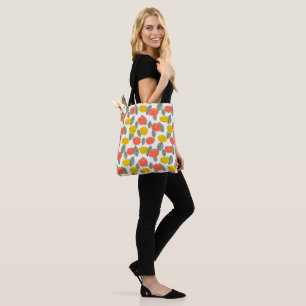 Coral and Gold Flowers Tote Bag