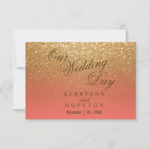 Coral and Gold Glitter - RSVP Card